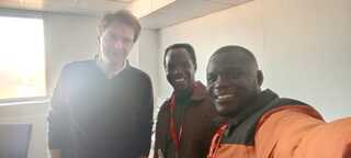 Albert Koomson, Dr. Paul Kojo Mensah and a Cefas trainer