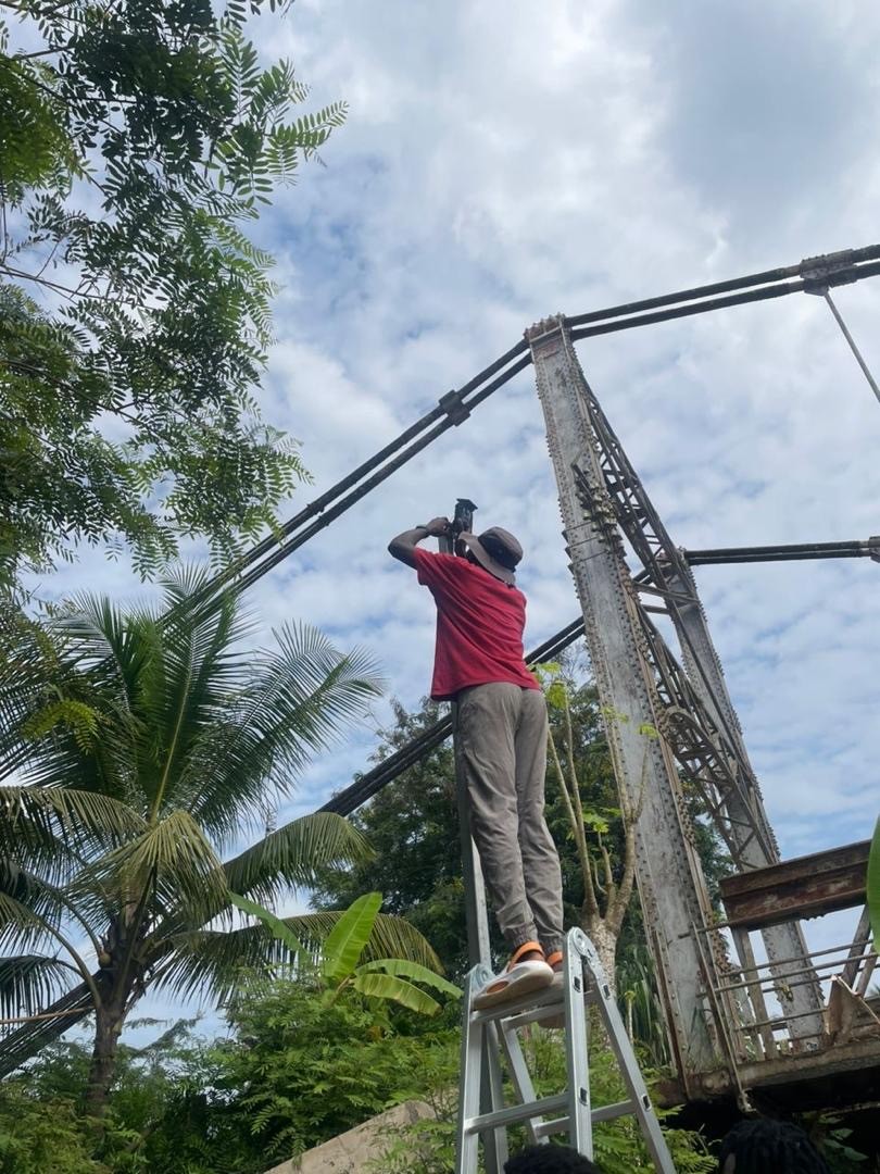 Researchers installing cameras