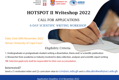 CALL FOR APPLICATIONS: HOTSPOT II WRITESHOP 2022